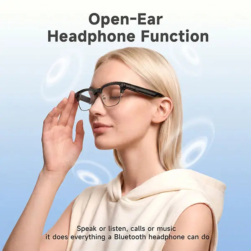 TOOBUR Lightweight Casual Audio Smart Glasses - Open Ear Bluetooth Rechargeable Lens HD Headphones, 8MP Camera, Video Recording, Touch Control, Call Answering, Real-Time Translation, AI Assistant, Photochromic Lenses (Cool Gifts for Adults)